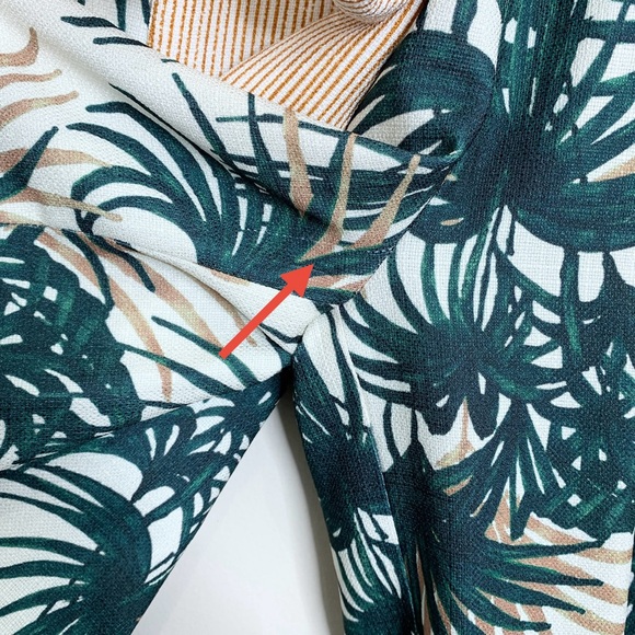 PatBO Palm Jumpsuit (Sz 2) Asymmetric Ruffle Wide Leg Crop Green & White - Picture 16 of 16